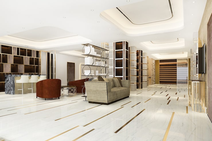 Refined reception lounge for a business visit