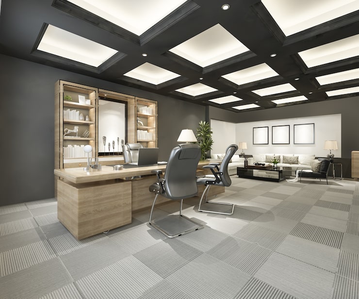 Private executive office in warm neutral tones