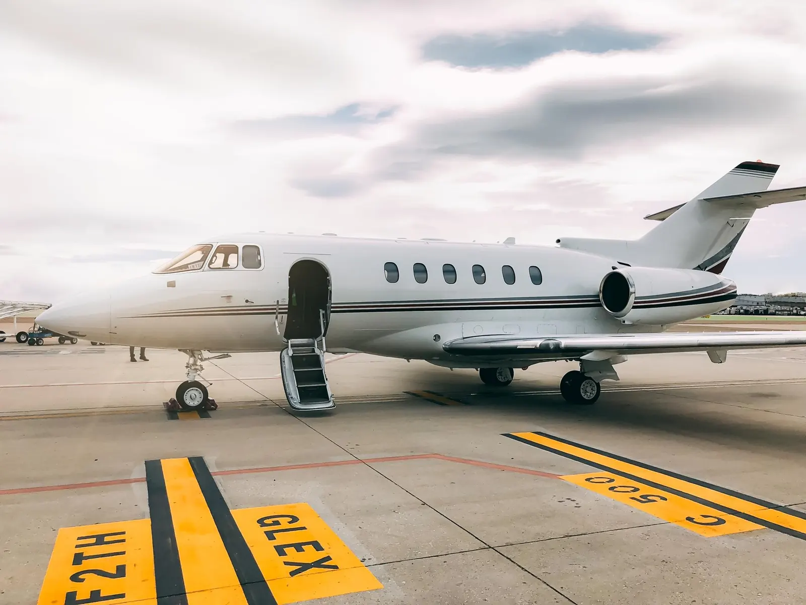 Private business jet prepared for an executive departure